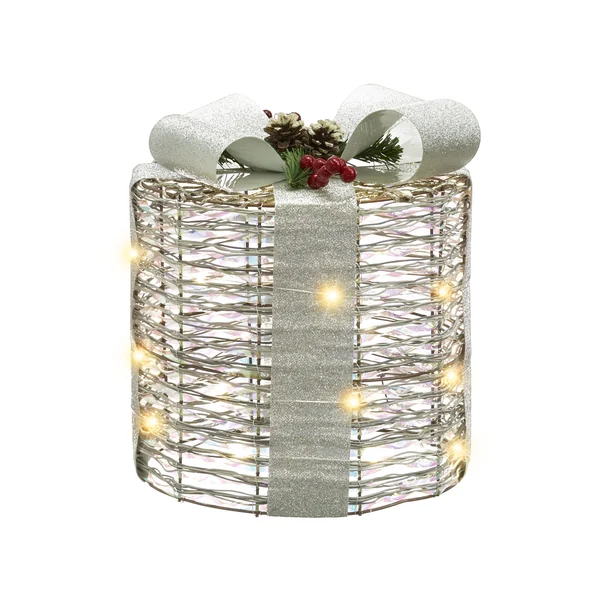 Lot de 3 décorations de Noël LED JULSO Cadeaux de Noël 20/25/30 cm Argenté