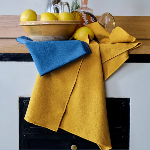 Lot de 3 torchons de cuisine 50x70 cm HONO jaune Curry