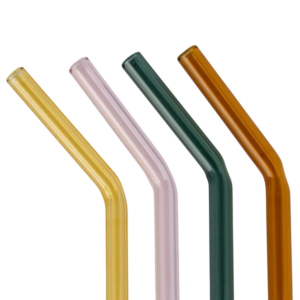 Lot de 4 pailles en verre borosilicate multicolore h19cm - Funny