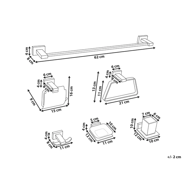 Lot de 6 pièces de quincaillerie pour salle de bain RIOHACHA avec porte-serviettes et crochets Doré