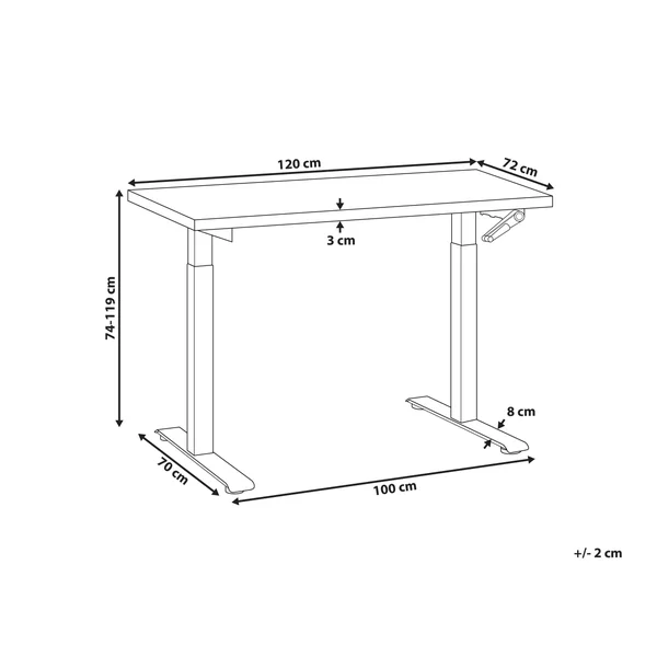 Manual Adjustable Standing Desk DESTINES Light Brown/ White 120 cm 72 cm
