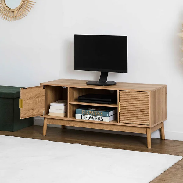 Meuble TV 2 portes en bois L110cm - Tiphaine
