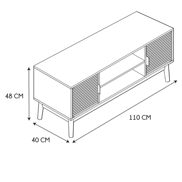 Meuble TV 2 portes en bois L110cm - Tiphaine
