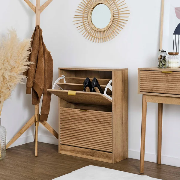 Meuble à chaussures en bois 2 portes H78cm - Tiphaine