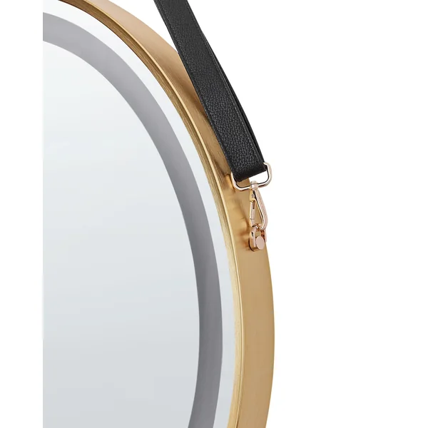 Miroir de salle de bain LED DAROIS 60 cm 60 cm Avec haut-parleur Bluetooth intégré Doré