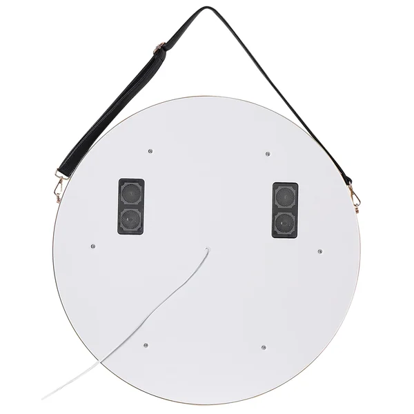 Miroir de salle de bain LED DAROIS 60 cm 60 cm Avec haut-parleur Bluetooth intégré Doré