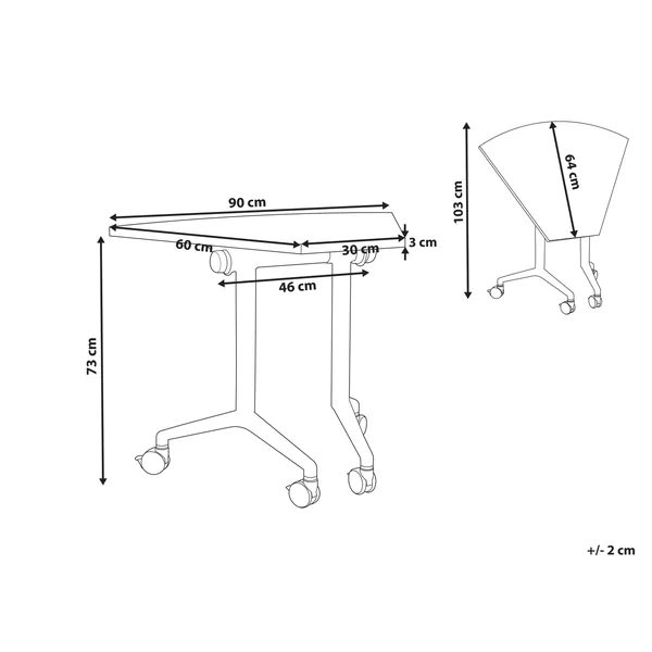 Module de bureau d'angle pliable CAVI Marron clair 90 cm 64 cm