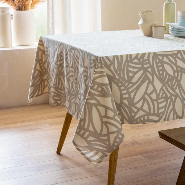 Nappe carré 170x170 cm ÉVA Beige écru 100% coton + enduction acrylique