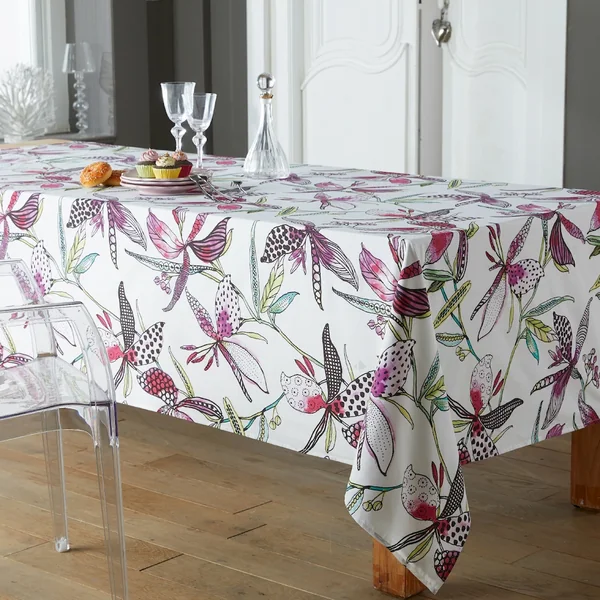 Nappe carrée 170x170 cm PARADIS Rose 100% coton + enduction acrylique