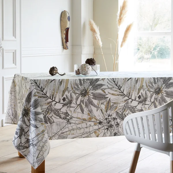 Nappe rectangle 160x200 cm BAHIA gris Fusain 100% coton + enduction acrylique