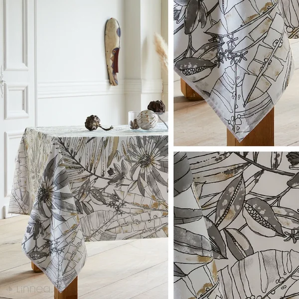 Nappe rectangle 160x200 cm BAHIA gris Fusain 100% coton + enduction acrylique
