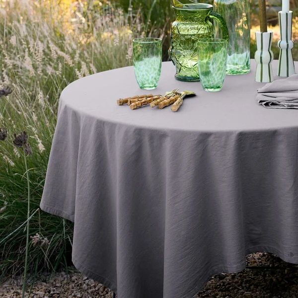 Nappe rectangle en lin et coton 170X300 cm MATTIS gris brume
