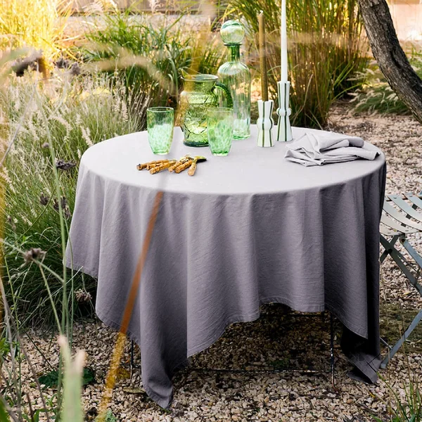 Nappe rectangle en lin et coton 170X300 cm MATTIS gris brume