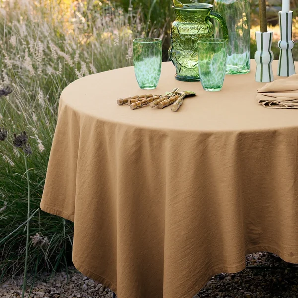 Nappe rectangle en lin et coton 170X300 cm MATTIS marron cognac
