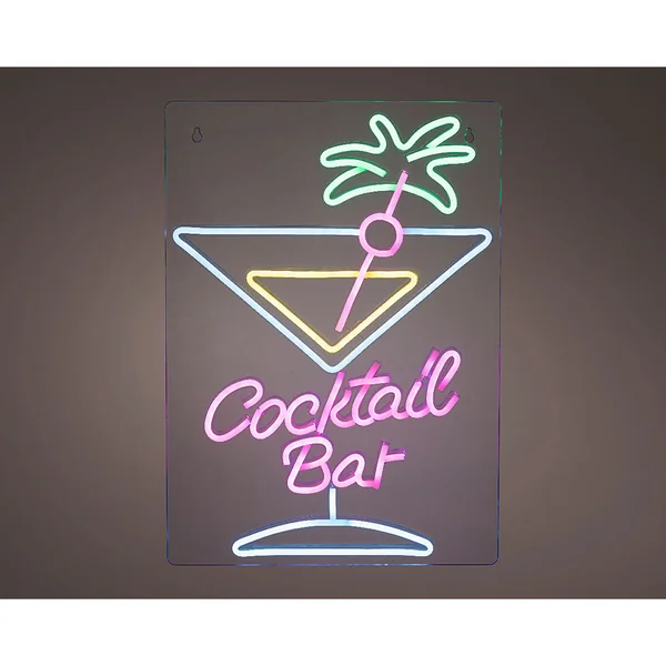 Néon LED décoratif "Cocktail bar" multicolore 30x42cm