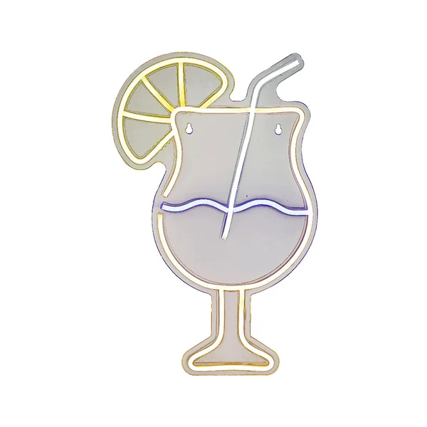 Néon LED décoratif verre à cocktail multicolore 26x40cm