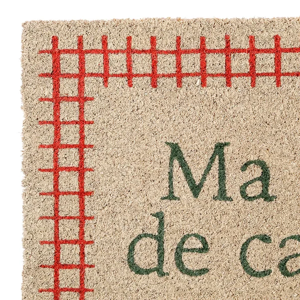 Paillasson maison de campagne en coco gris et rouge 73x43cm - Campagne