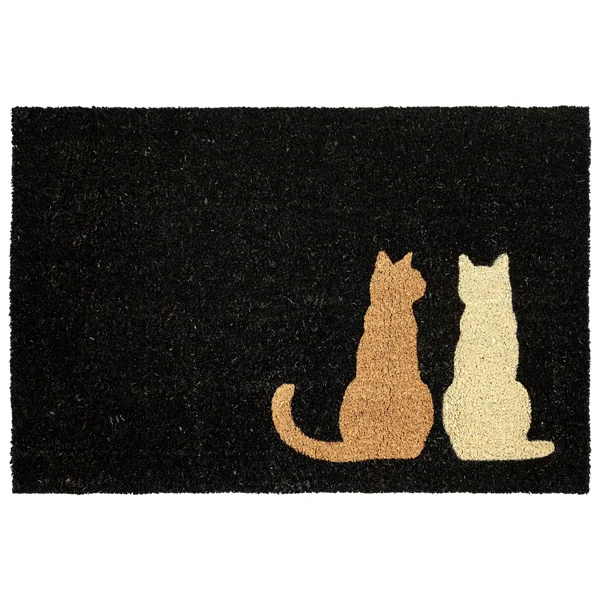 Paillasson NAPALIT Noir 60 x 90 cm Chat Fibre de coco