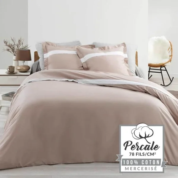 PARURE 240 X 220 CM PERCALE UNI 78 FILS LOUMEA LIN BLANC