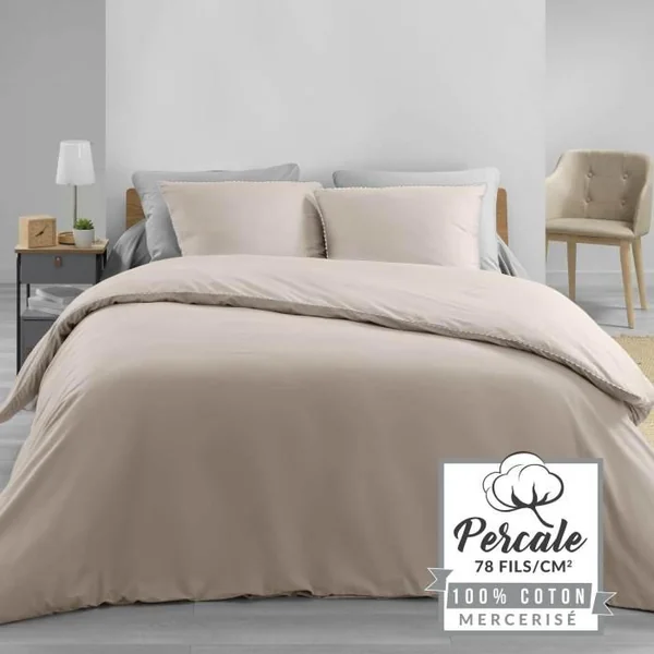 PARURE 240 X 220 CM PERCALE UNI 78 FILS LOUMEA LIN BLANC