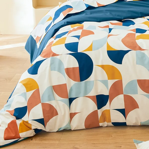 Parure 300x240 cm 50x70 cm percale MODULO bleu cobalt 3 pièces