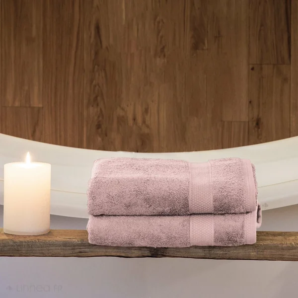 Parure de bain 100% coton 550 g/m2 collection NAÏA par lot de 7 Rose