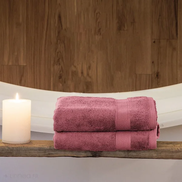 Parure de bain coton 550 g/m2 NAÏA par lot de 5 rose Bois de rose