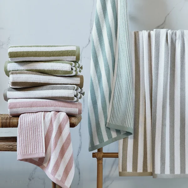 Parure de bain coton collection EFFICIENCE STRIPES 4 pièces bleu capri