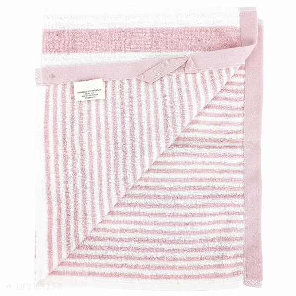 Parure de bain coton collection EFFICIENCE STRIPES 4 pièces rose flamingo