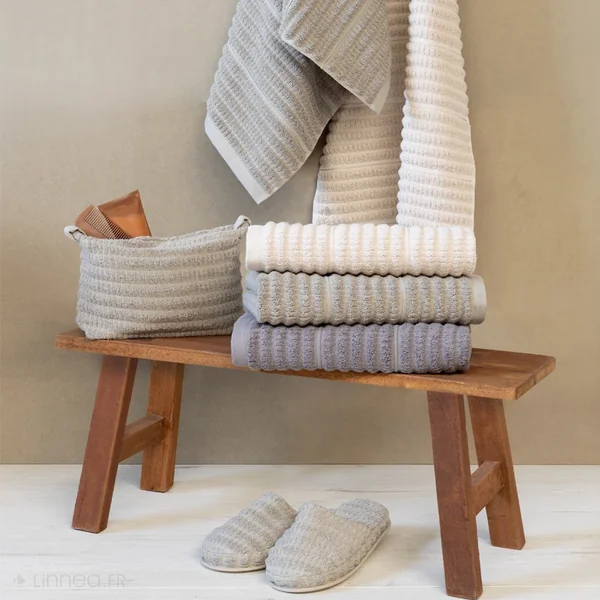 Parure de bain en fils retors pur coton collection SWELL 7 pièces beige