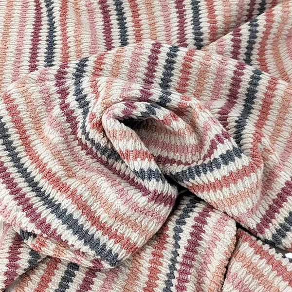 Parure de bain à rayures pur coton collection BREEZE 4 pièces rose