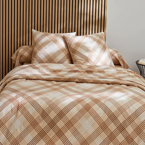 Parure de lit 140x200 cm 100% flanelle de coton ARTHUR beige 2 pièces