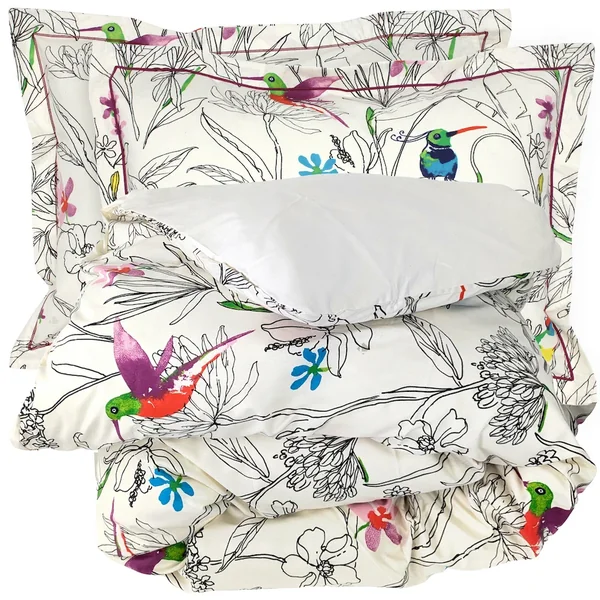 Parure de lit 140x200 cm 50x70 cm en 100% coton AMAZONIA ecru