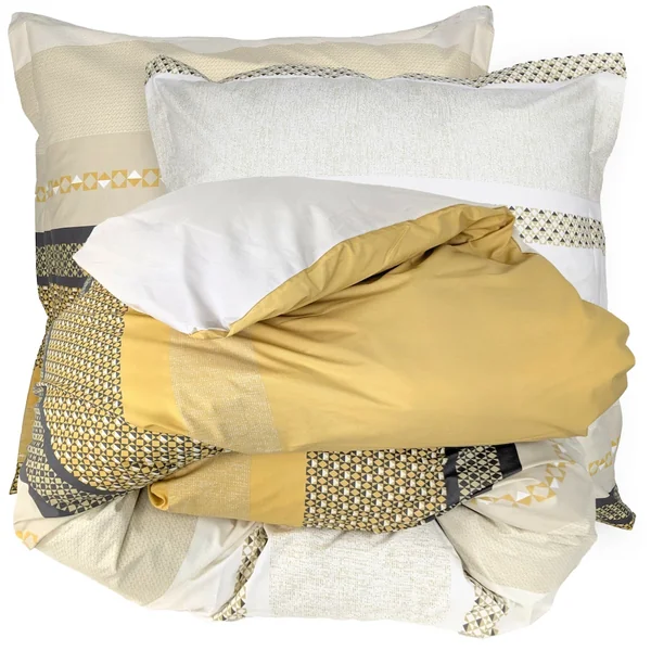 Parure de lit 140x200 cm 65x65 cm percale 100% coton MARLOW Miel 2 pièces