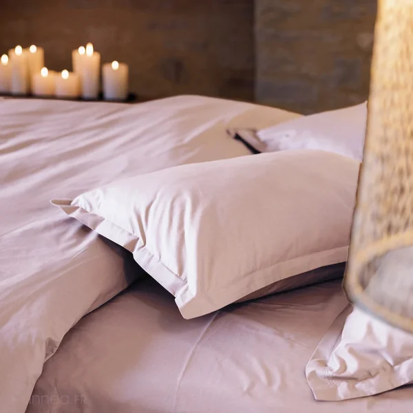 Parure de lit 140x200 cm set 50x70 cm percale MANOIR Rose