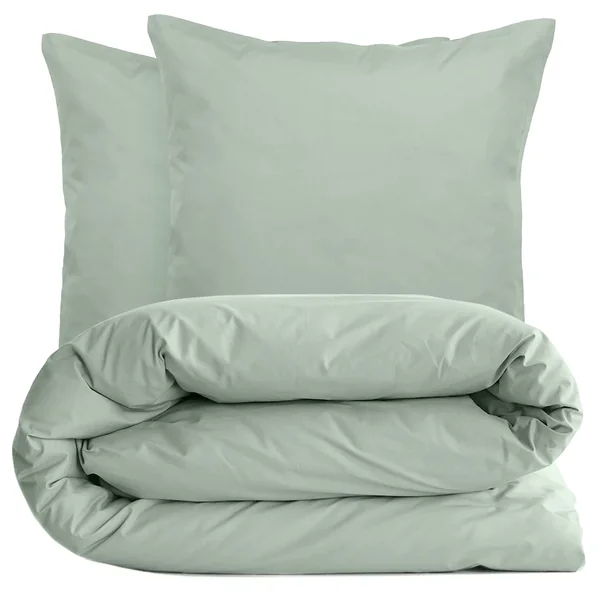 Parure de lit 140x200 cm set 65x65 cm percale MANOIR vert Lichen