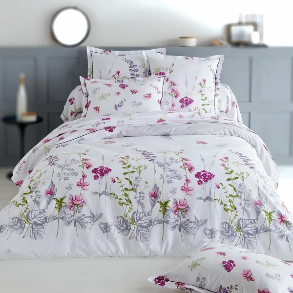 Parure de lit 200x200 cm 50x70 cm en 100% coton PRETTY blanc