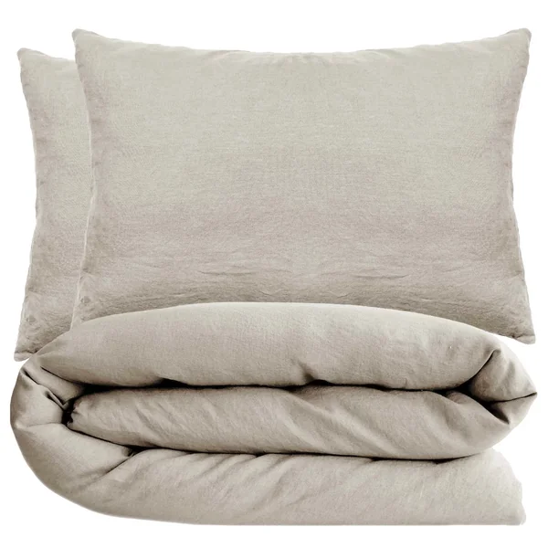Parure de lit 200x200 cm et 50x70 cm 100% coton lavé PALACE beige lin 3 pièces