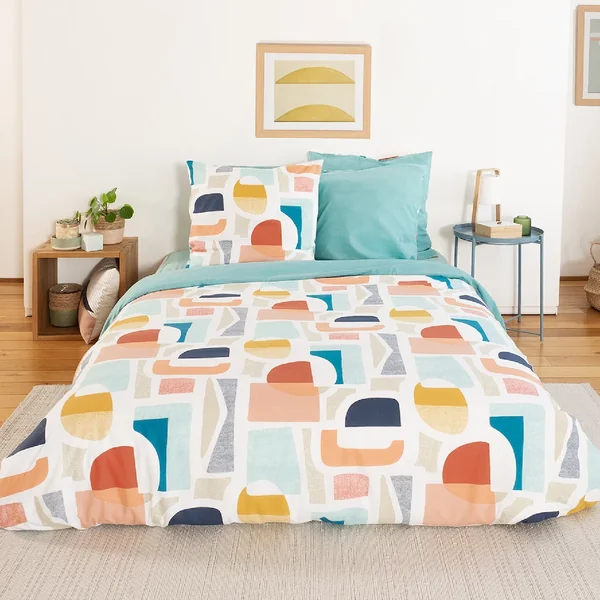 Parure de lit 200x200 cm mixte COLORS bleu
