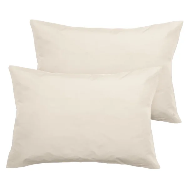 Parure de lit 200x200 cm set 50x70 cm percale MANOIR blanc Naturel