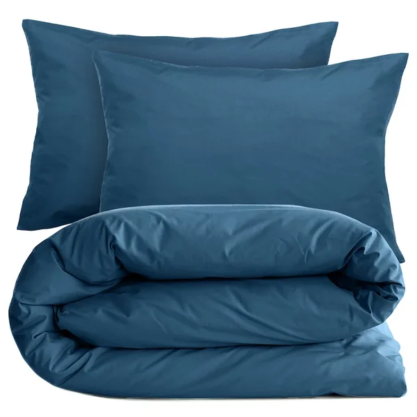 Parure de lit 200x200 cm set 50x70 cm percale MANOIR bleu Marine