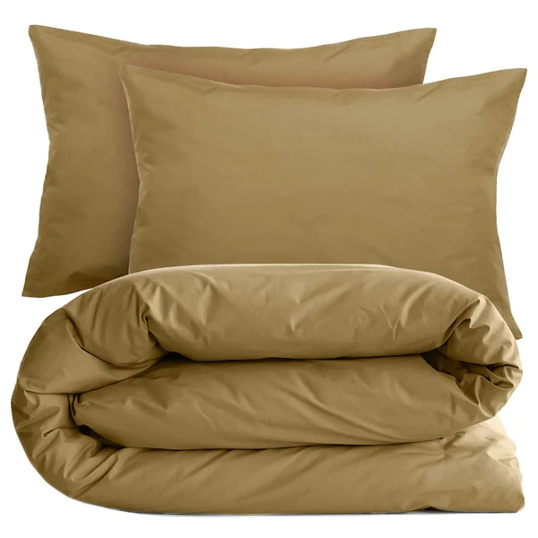 Parure de lit 200x200 cm set 50x70 cm percale MANOIR marron Cognac