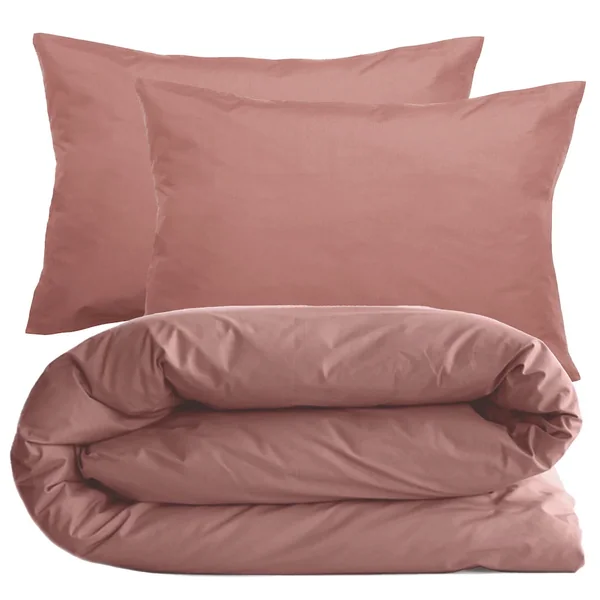 Parure de lit 200x200 cm set 50x70 cm percale MANOIR rose Pêche