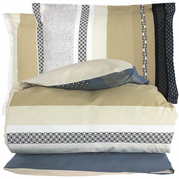 Parure de lit 240x220 cm 50x70 cm percale 100% coton MARLOW acier