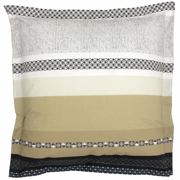 Parure de lit 240x220 cm 50x70 cm percale 100% coton MARLOW acier