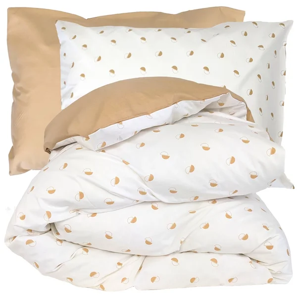 Parure de lit 240x220 cm 50x70 cm percale ALEX marron Moka 3 pièces