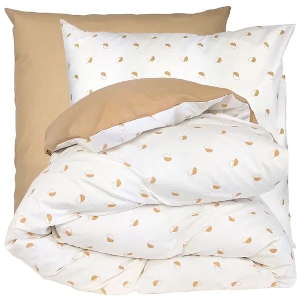 Parure de lit 240x220 cm 65x65 cm percale de coton ALEX marron Moka 3 pièces