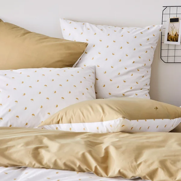 Parure de lit 240x220 cm 65x65 cm percale de coton ALEX marron Moka 3 pièces