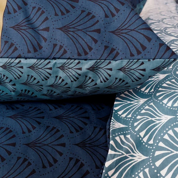 Parure de lit 240x220 cm collection JADE pur coton bleu 3 pièces