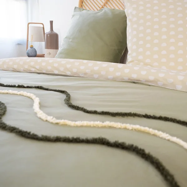 Parure de lit 240x220 cm coton BCI adouci LINEA Vert 3 pièces